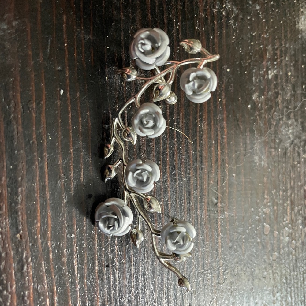 Silver Rose Earring and ear clip